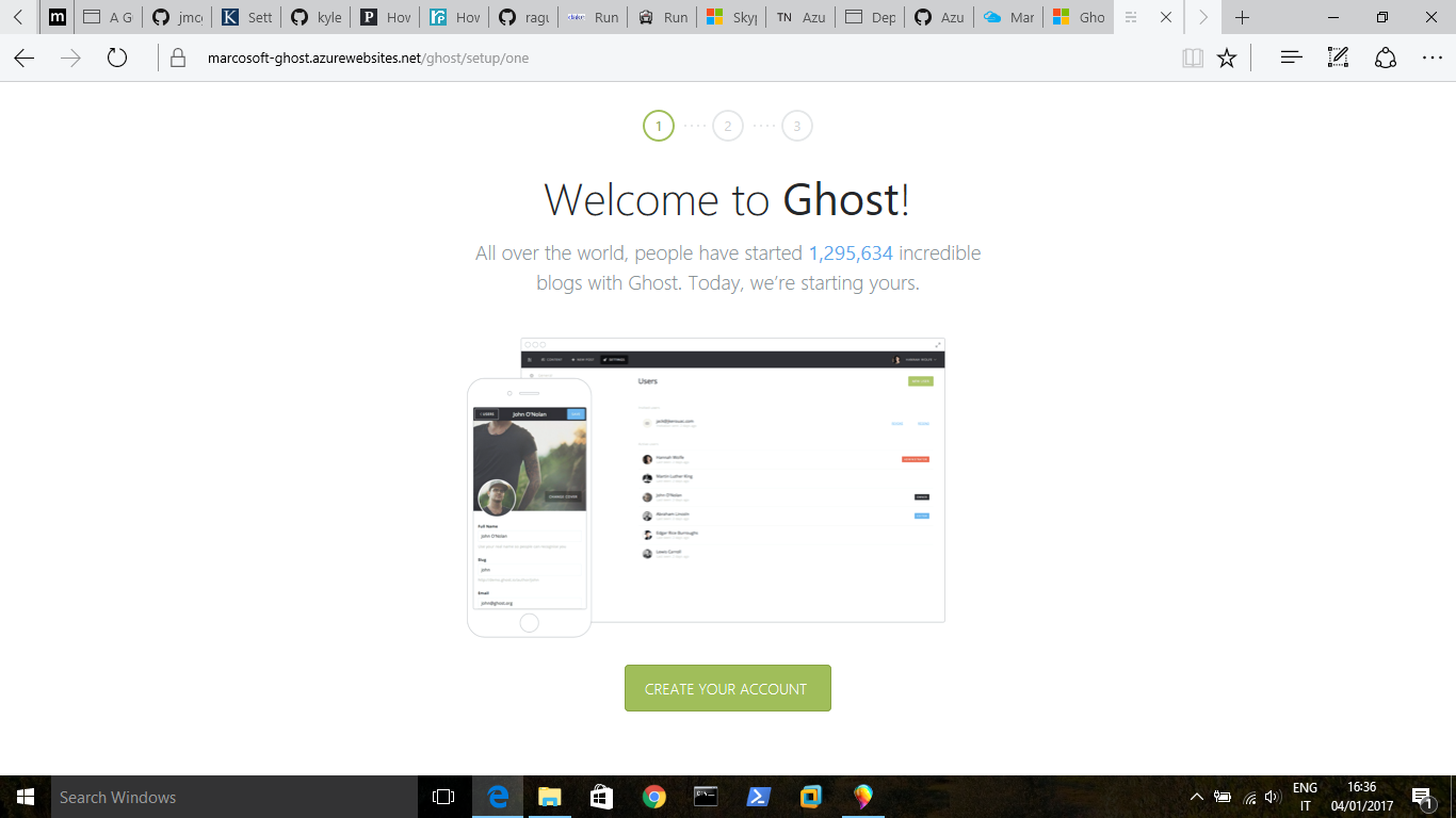Ghost creazione account
